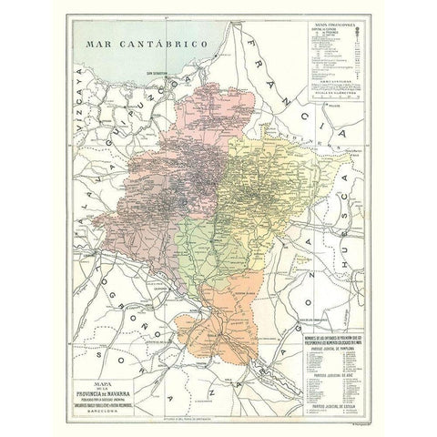 Navarra Province Spain - Pompido 1913 Black Modern Wood Framed Art Print with Double Matting by Pompido