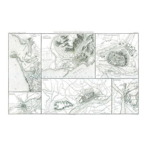 Forts in Spain - Thiers 1866 Gold Ornate Wood Framed Art Print with Double Matting by Unknown