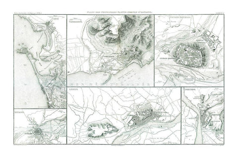 Forts in Spain - Thiers 1866 White Modern Wood Framed Art Print with Double Matting by Unknown