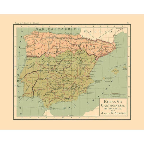 Spain 450 BC to 201 BC - Artero 1879 Black Modern Wood Framed Art Print by Artero