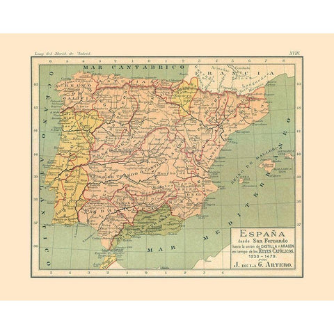 Spain 1230 AD to 1479 AD - Artero 1879 White Modern Wood Framed Art Print by Artero