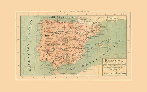 Spain 1580 AD to 1640 AD - Artero 1879 Black Ornate Wood Framed Art Print with Double Matting by Artero