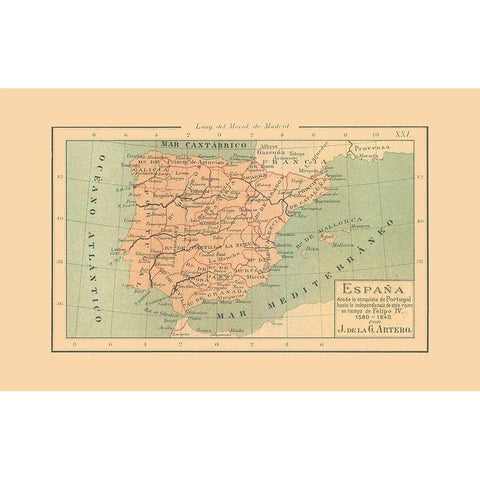 Spain 1580 AD to 1640 AD - Artero 1879 Black Modern Wood Framed Art Print with Double Matting by Artero