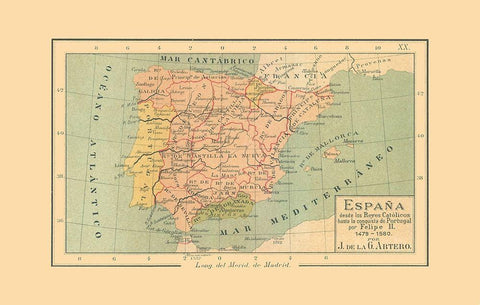 Spain 1479 AD to 1580 AD - Artero 1879 White Modern Wood Framed Art Print with Double Matting by Artero