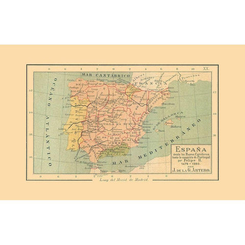Spain 1479 AD to 1580 AD - Artero 1879 Black Modern Wood Framed Art Print by Artero
