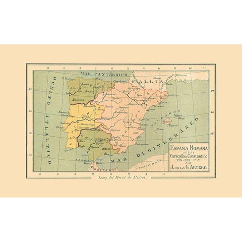 Spain 216 AD to 332 AD - Artero 1879 White Modern Wood Framed Art Print by Artero