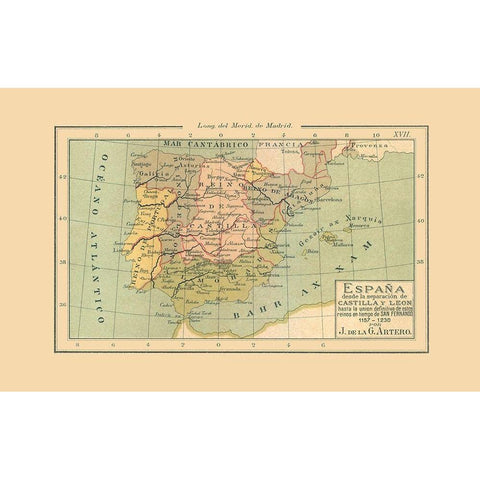 Spain 1157 AD to 1230 AD - Artero 1879 Gold Ornate Wood Framed Art Print with Double Matting by Artero