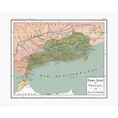 South East Spain - Artero 1879 Gold Ornate Wood Framed Art Print with Double Matting by Artero