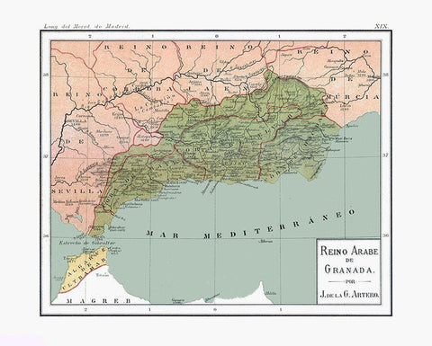 South East Spain - Artero 1879 Black Ornate Wood Framed Art Print with Double Matting by Artero