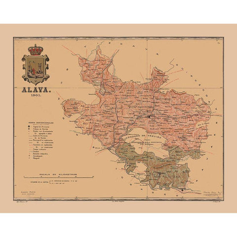 Alava Spain 1901 - Martine 1904 Black Modern Wood Framed Art Print by Martine