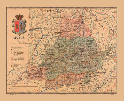 Avila Spain 1903 - Martine 1904 White Modern Wood Framed Art Print with Double Matting by Martine