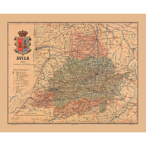 Avila Spain 1903 - Martine 1904 Black Modern Wood Framed Art Print with Double Matting by Martine