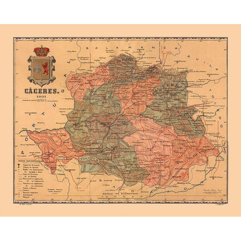 Caceres Spain 1901 - Martine 1904 Black Modern Wood Framed Art Print by Martine