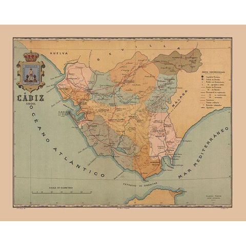 Cadiz Spain 1900 - Martine 1904 Black Modern Wood Framed Art Print by Martine