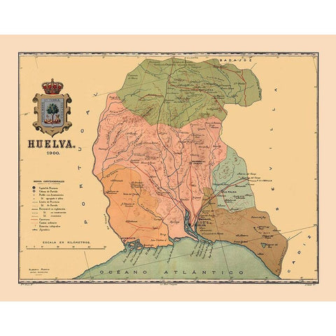 Huelva Spain 1900 - Martine 1904 Black Modern Wood Framed Art Print by Martine