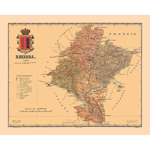 Navarre Spain 1901 - Martine 1904 White Modern Wood Framed Art Print by Martine