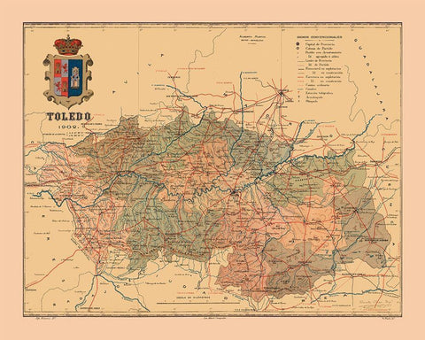 Toledo Spain 1902 - Martine 1904 White Modern Wood Framed Art Print with Double Matting by Martine