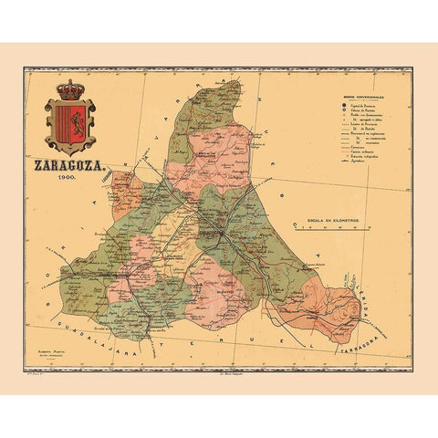 Zaragoza Spain 1900 - Martine 1904 White Modern Wood Framed Art Print by Martine