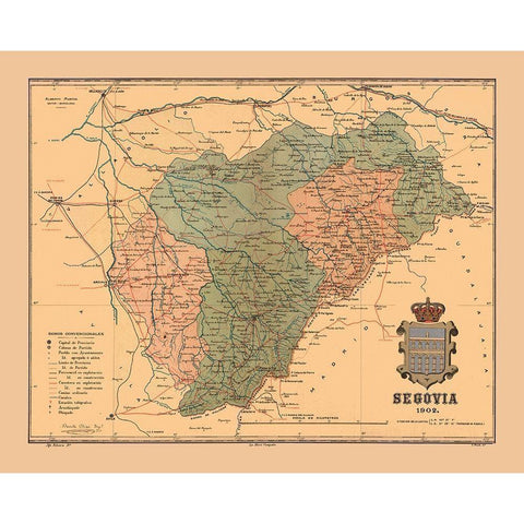 Segovia Spain 1902 - Martine 1904 Black Modern Wood Framed Art Print with Double Matting by Martine