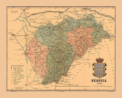 Segovia Spain 1902 - Martine 1904 Black Ornate Wood Framed Art Print with Double Matting by Martine