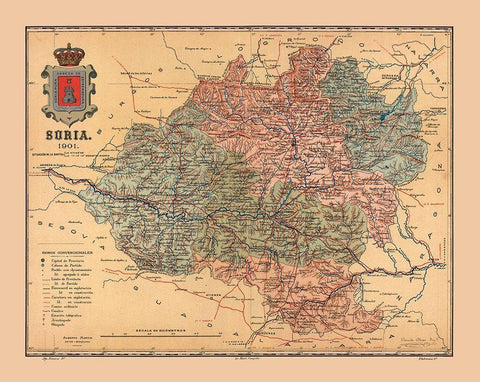 Soria Spain 1901 - Martine 1904 White Modern Wood Framed Art Print with Double Matting by Martine