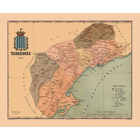 Tarragona Spain 1900 - Martine 1904 Black Modern Wood Framed Art Print by Martine