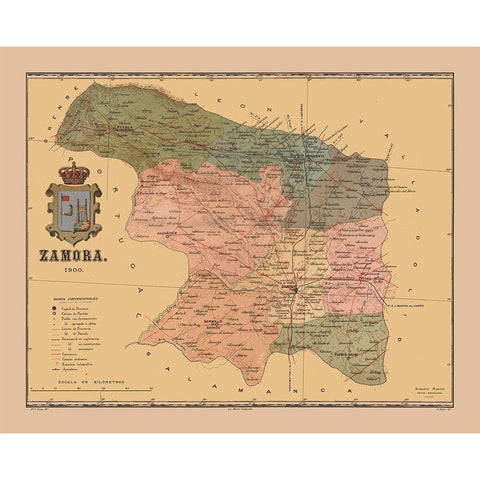 Zamora Spain 1900 - Martine 1904 White Modern Wood Framed Art Print by Martine