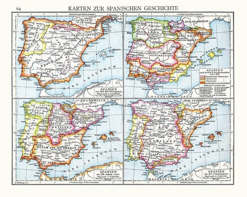 History Spain - Droysen 1886 White Modern Wood Framed Art Print with Double Matting by Droysen