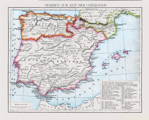 Umayyad Caliphate Spain - Droysen 1886 White Modern Wood Framed Art Print with Double Matting by Droysen