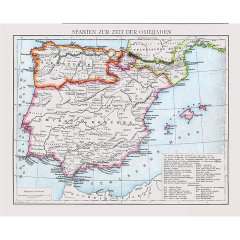 Umayyad Caliphate Spain - Droysen 1886 Black Modern Wood Framed Art Print with Double Matting by Droysen