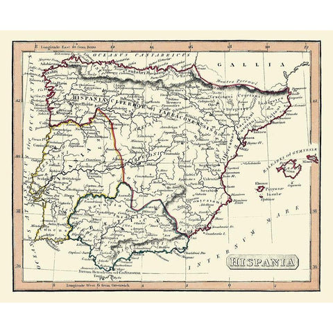 Ancient Spain - Fenner 1830 Black Modern Wood Framed Art Print by Fenner