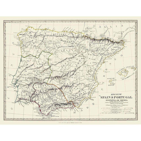 Ancient Spain Portugal - Chapman 1830 Black Modern Wood Framed Art Print by Chapman
