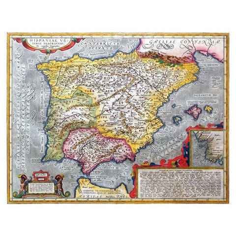 Ancient Spain - Ortelius 1586 Black Modern Wood Framed Art Print with Double Matting by Ortelius