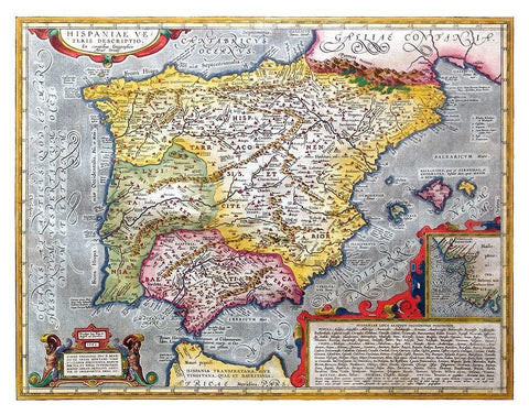 Ancient Spain - Ortelius 1586 White Modern Wood Framed Art Print with Double Matting by Ortelius