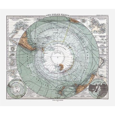 South Pole - Perthes 1875 Black Modern Wood Framed Art Print by Perthes