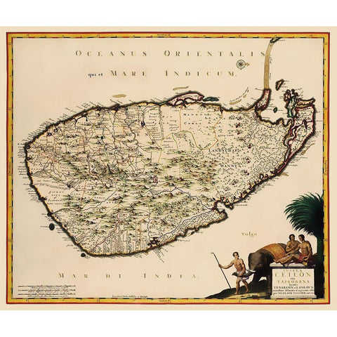 Asia Ceylon Sri Lanka - Visscher 1681 White Modern Wood Framed Art Print by Visscher