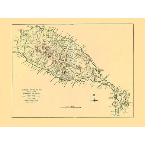 St Kitts St Christophers Caribbean - Jefferys 1768 Black Modern Wood Framed Art Print with Double Matting by Jefferys