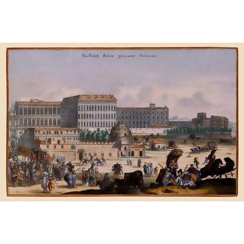 St Peters Church Vatican City Italy - Visscher Gold Ornate Wood Framed Art Print with Double Matting by Visscher