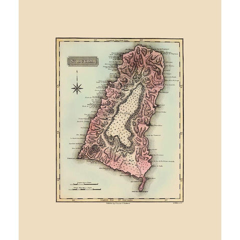 St Lucia Caribbean - Lucas 1823 Black Modern Wood Framed Art Print with Double Matting by Lucas