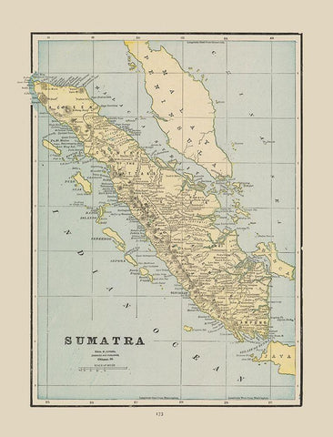 Sumatra Indonesia Asia - Cram 1892 Black Ornate Wood Framed Art Print with Double Matting by Cram