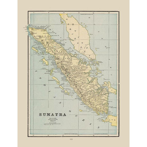 Sumatra Indonesia Asia - Cram 1892 Gold Ornate Wood Framed Art Print with Double Matting by Cram