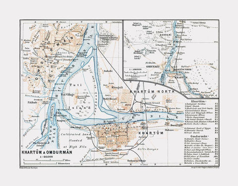 Khartoum Omdurman Sudan Africa - Baedeker 1913 White Modern Wood Framed Art Print with Double Matting by Baedeker