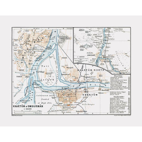 Khartoum Omdurman Sudan Africa - Baedeker 1913 White Modern Wood Framed Art Print by Baedeker