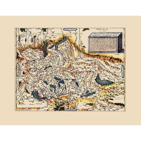 Switzerland - Ortelius 1560 Black Modern Wood Framed Art Print with Double Matting by Ortelius