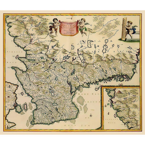 Southern Sweden - De Wit 1688 Gold Ornate Wood Framed Art Print with Double Matting by De Wit