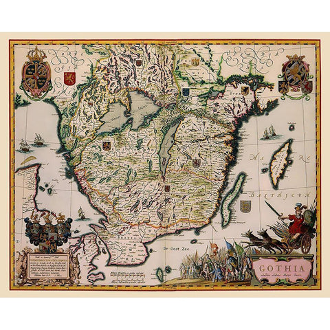 Southern Sweden - Blaeu 1662 White Modern Wood Framed Art Print by Blaeu