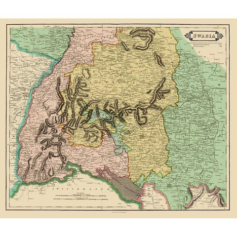 Swabia Region Germany - Hamilton 1831 White Modern Wood Framed Art Print by Hamilton
