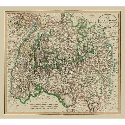 Swabia Region Germany - Cary 1799 Gold Ornate Wood Framed Art Print with Double Matting by Cary