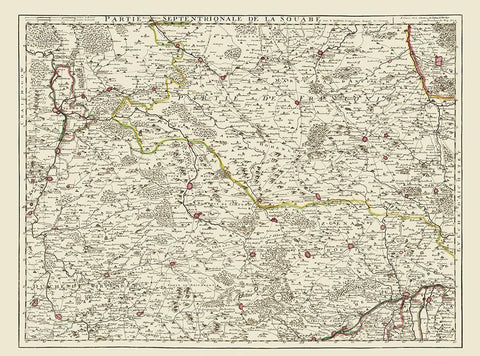 Swabia Germany - Covens 1742 Black Ornate Wood Framed Art Print with Double Matting by Covens