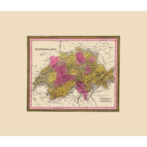 Switzerland - Mitchell 1846 White Modern Wood Framed Art Print by Mitchell